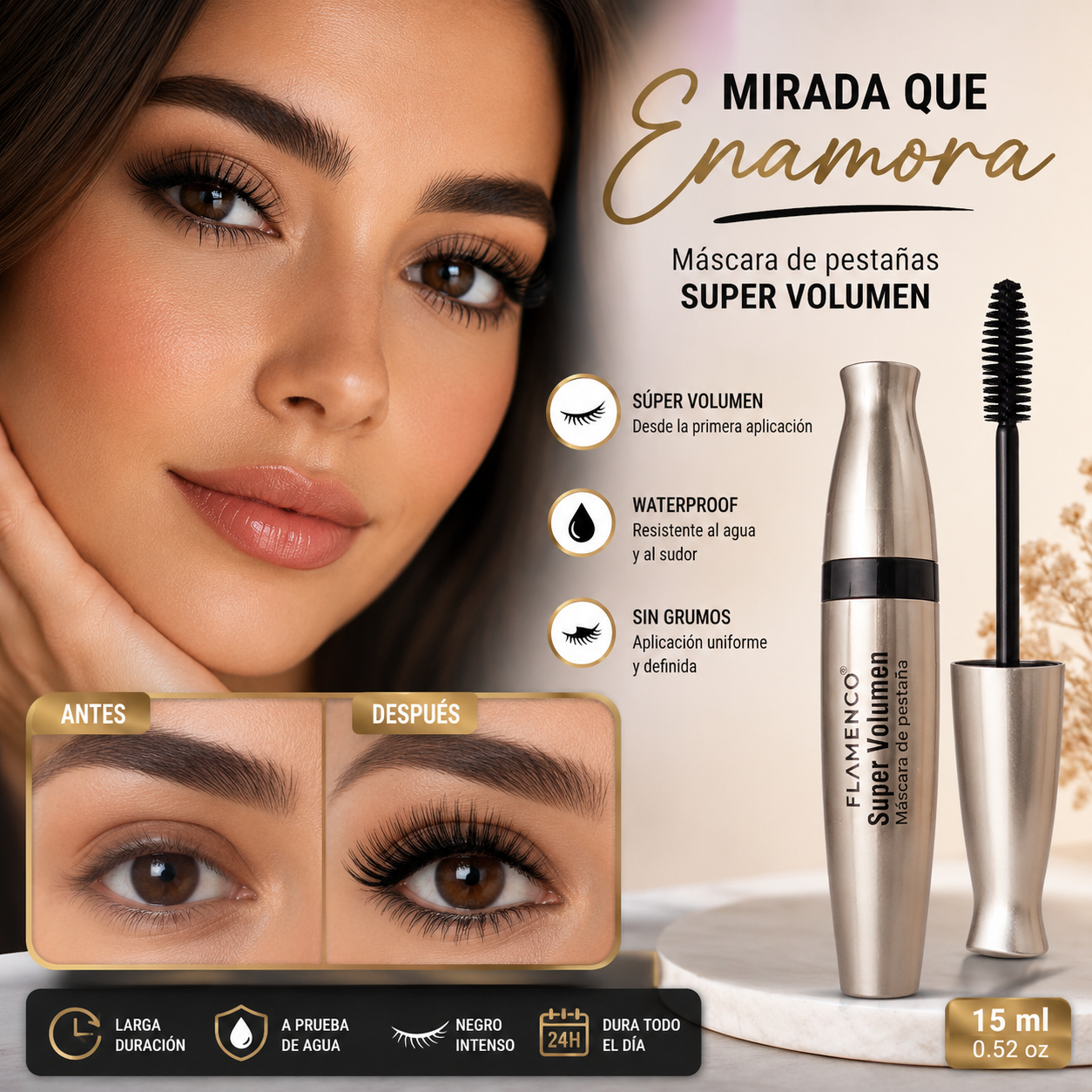 Máscara de Pestañas Super Volumen Waterproof | Pack x2